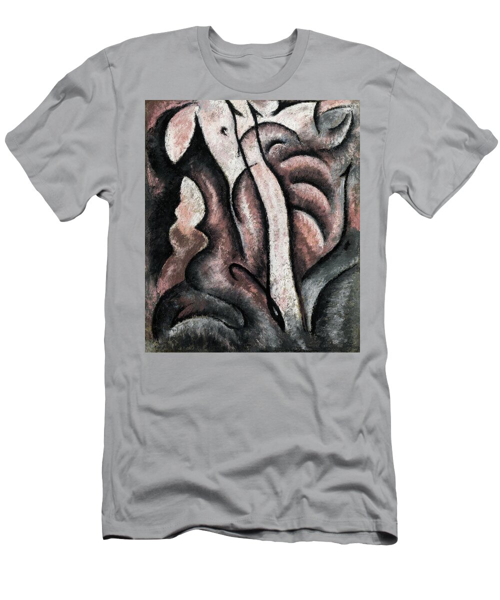 Abstract Art T-Shirt featuring the painting Abstract Art,animal,antique,art,arthur Dove,arthur Garfield Dove,artwork,black,cc0,cow,creative Comm by MotionAge Designs