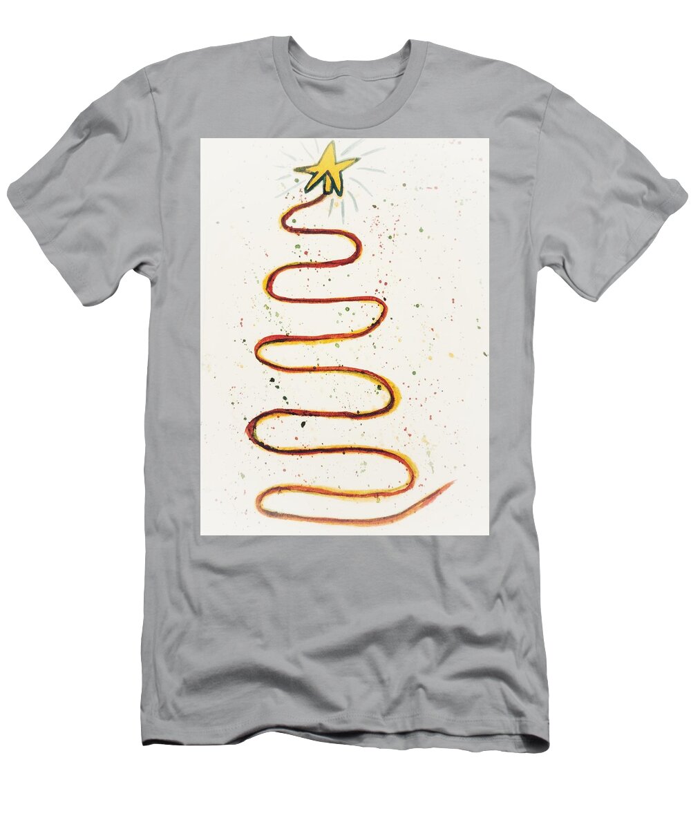 Tree T-Shirt featuring the painting Abstract Christmas Tree by Shady Lane Studios-Karen Howard