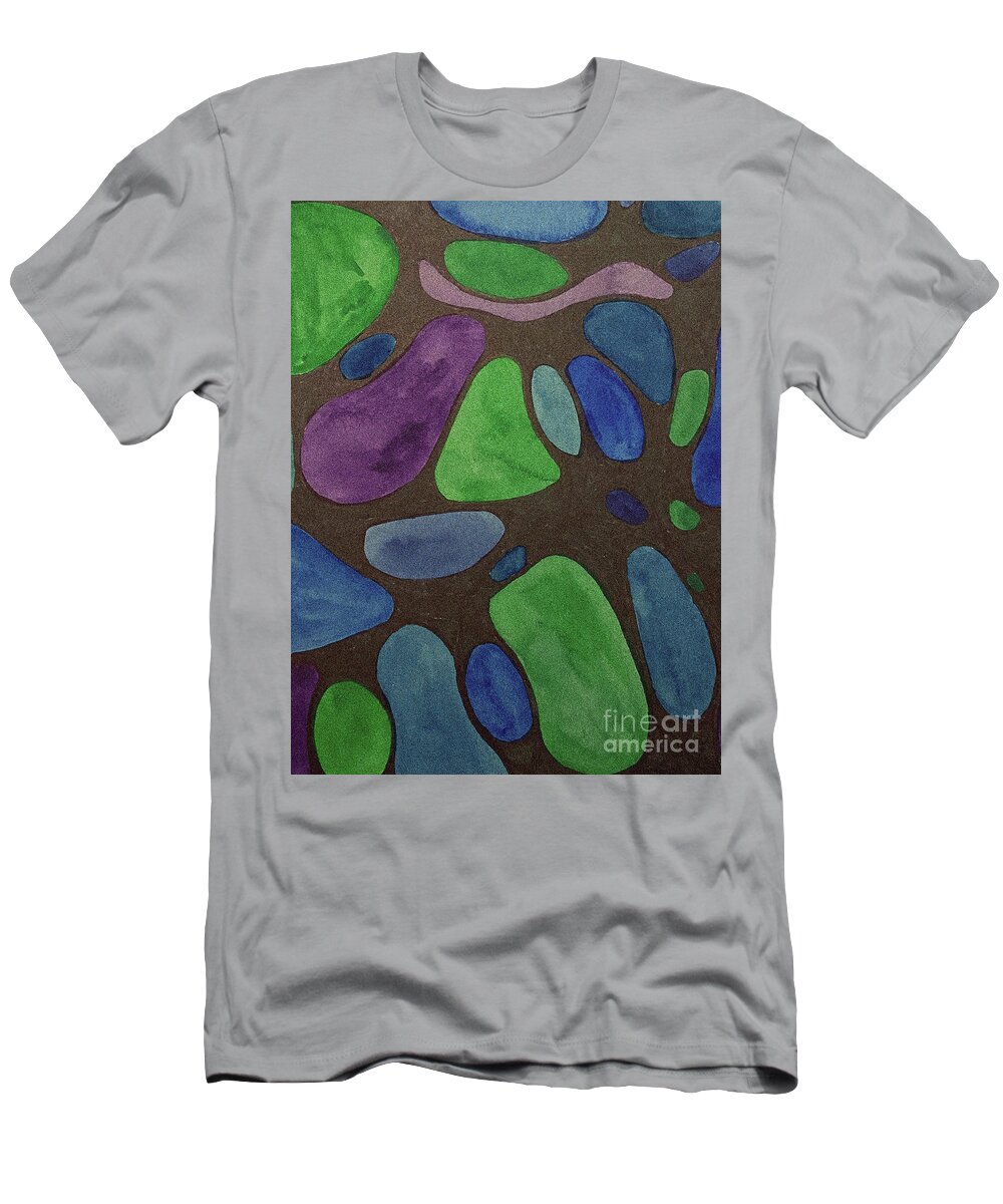 Abstract Stones T-Shirt featuring the mixed media Abstract Stones by Lisa Neuman