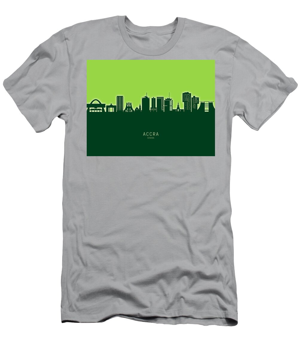 Accra T-Shirt featuring the digital art Accra Ghana Skyline #76 by Michael Tompsett