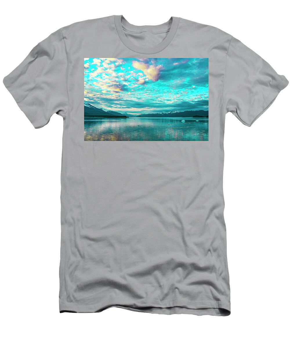 Alaska T-Shirt featuring the digital art Alaska Sunset Inside Passage by SnapHappy Photos