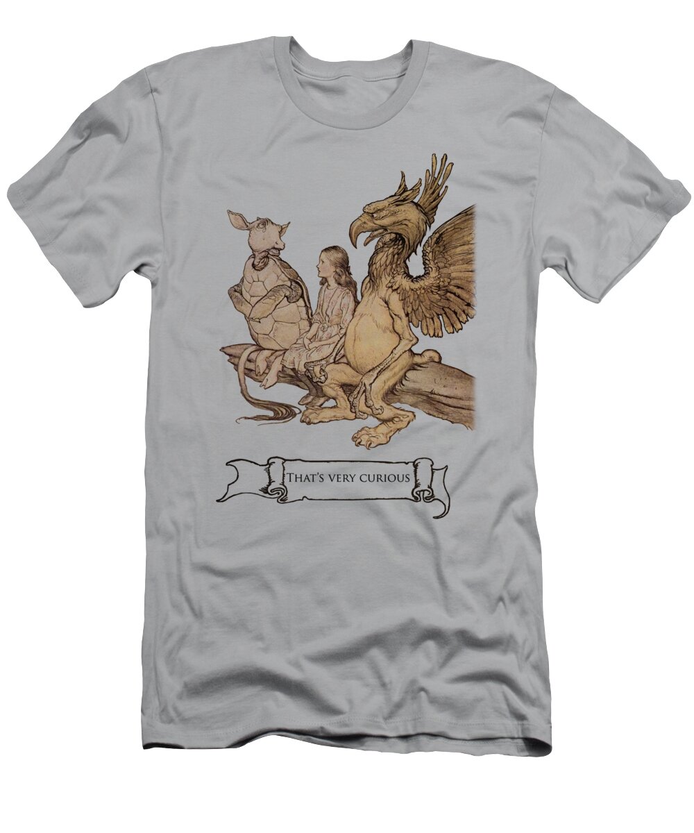 Alice T-Shirt featuring the digital art Alice In Wonderland With Griffin And Mock Turtle by Madame Memento