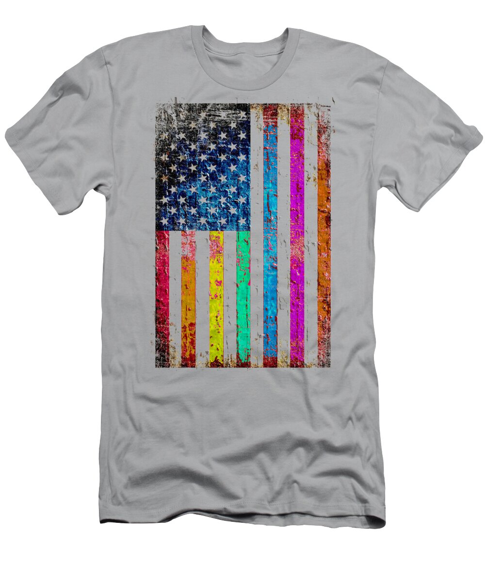 Civil Rights T-Shirt featuring the painting American Flag Be You LBGTQ Rainbow T Shirt Tee Tees by Tony Rubino