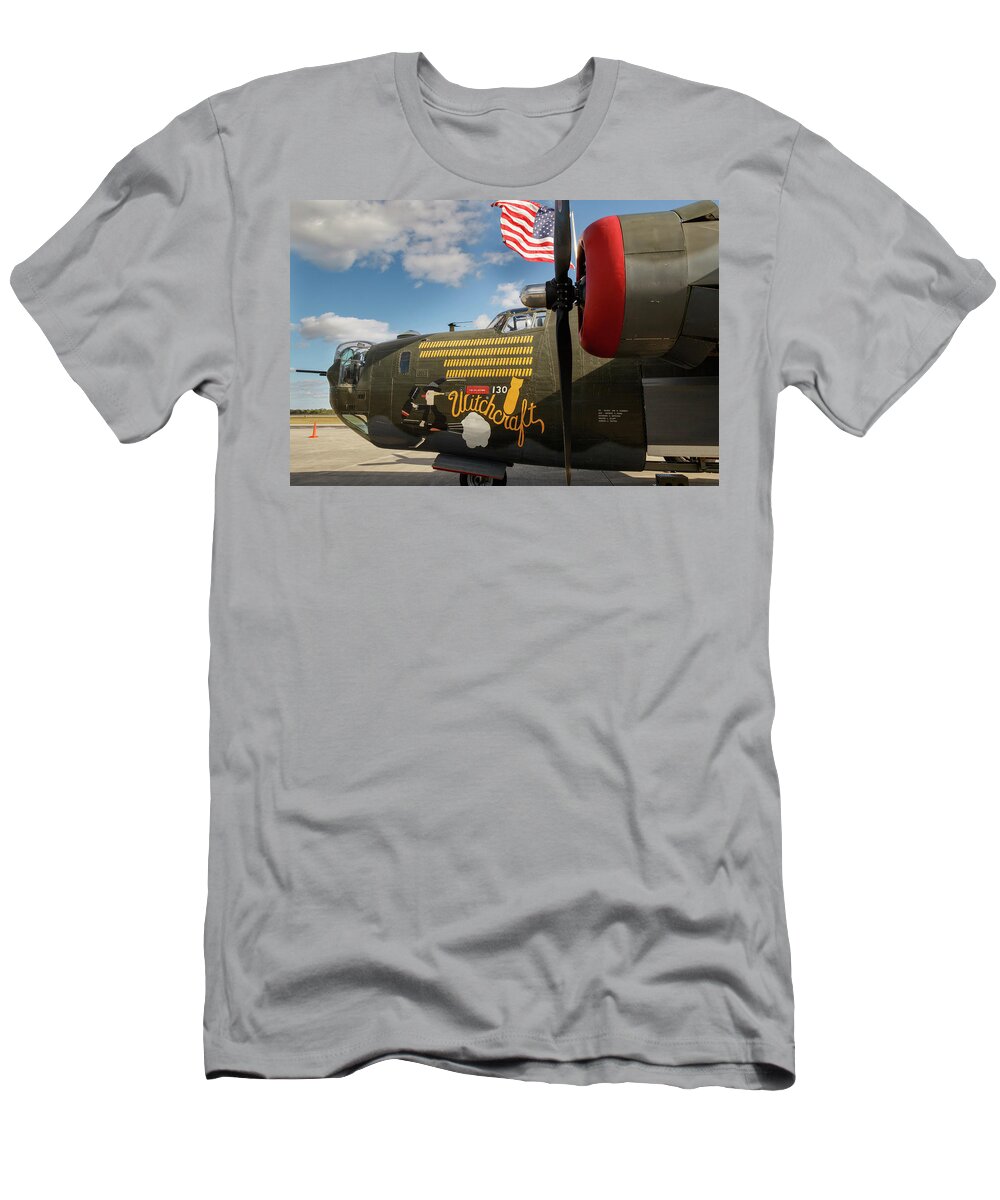 Plane T-Shirt featuring the photograph American Force by Les Greenwood