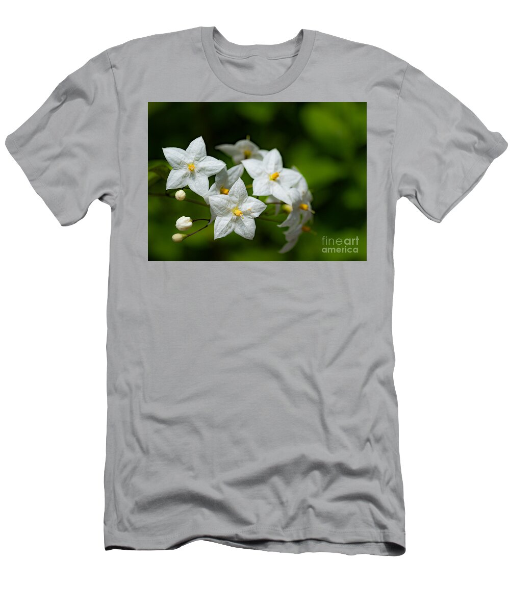 White T-Shirt featuring the photograph An elegant white flower by The P