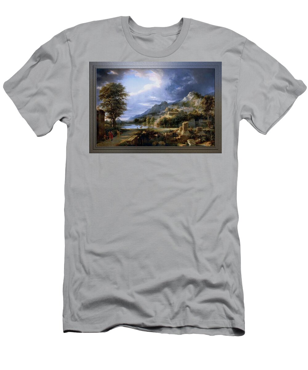 Ancient City Of Agrigent T-Shirt featuring the painting Ancient City of Agrigent by Pierre-Henri de Valenciennes by Rolando Burbon