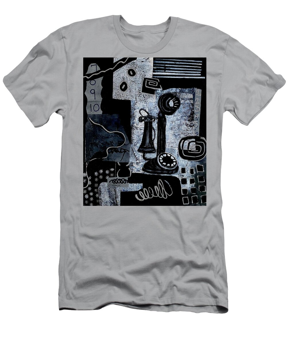 Telephone T-Shirt featuring the mixed media Antique Telephone by Patricia Cleasby