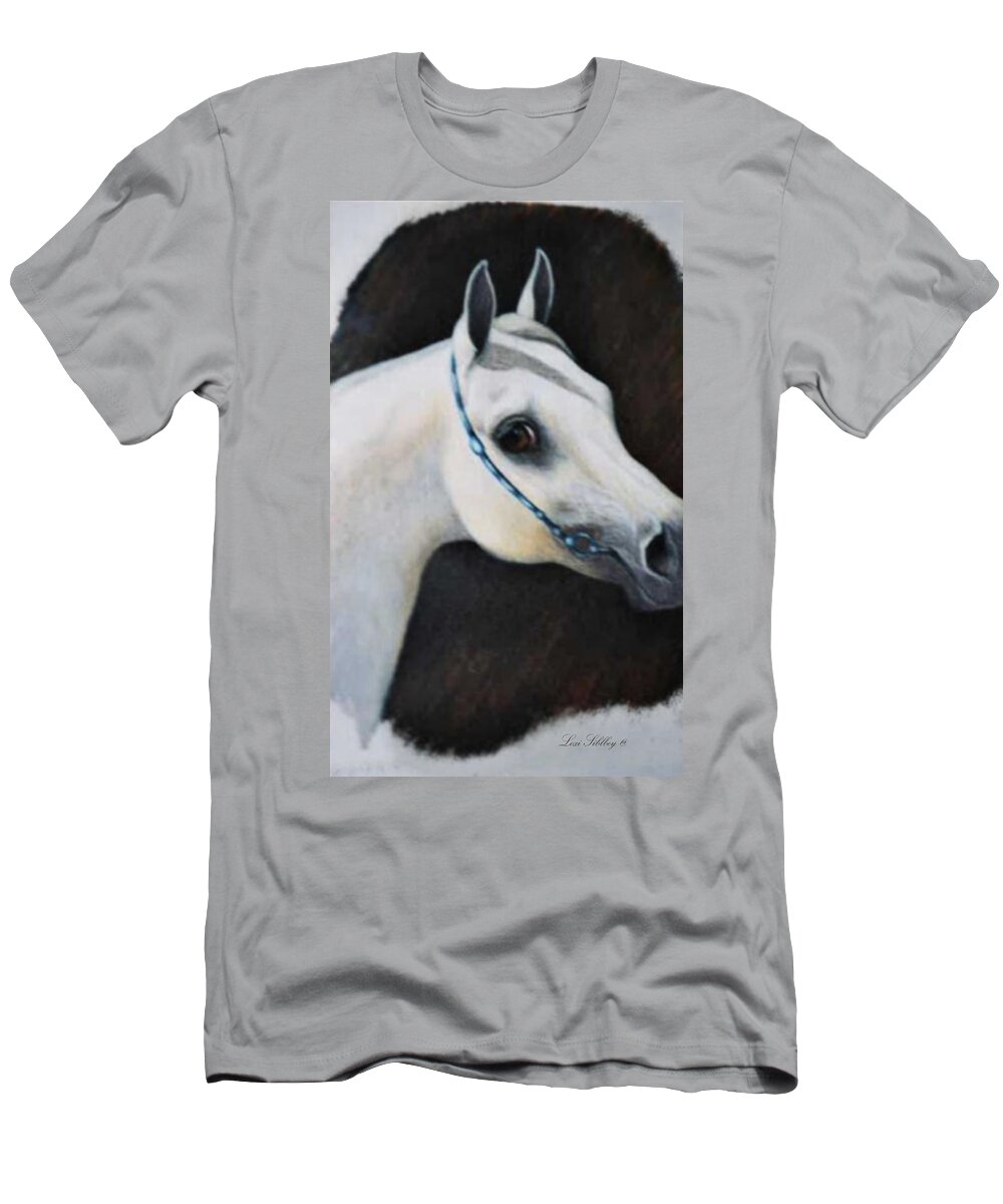Horses T-Shirt featuring the drawing Arabian Horse Head by Loxi Sibley