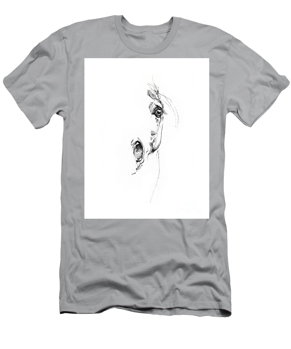 Horse T-Shirt featuring the drawing Arabian horse sketch 2014 05 24 h by Ang El