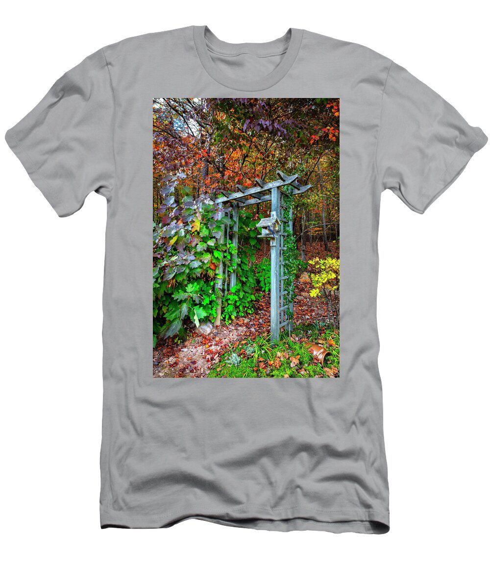 Andrews T-Shirt featuring the photograph Arbor in the Garden by Debra and Dave Vanderlaan