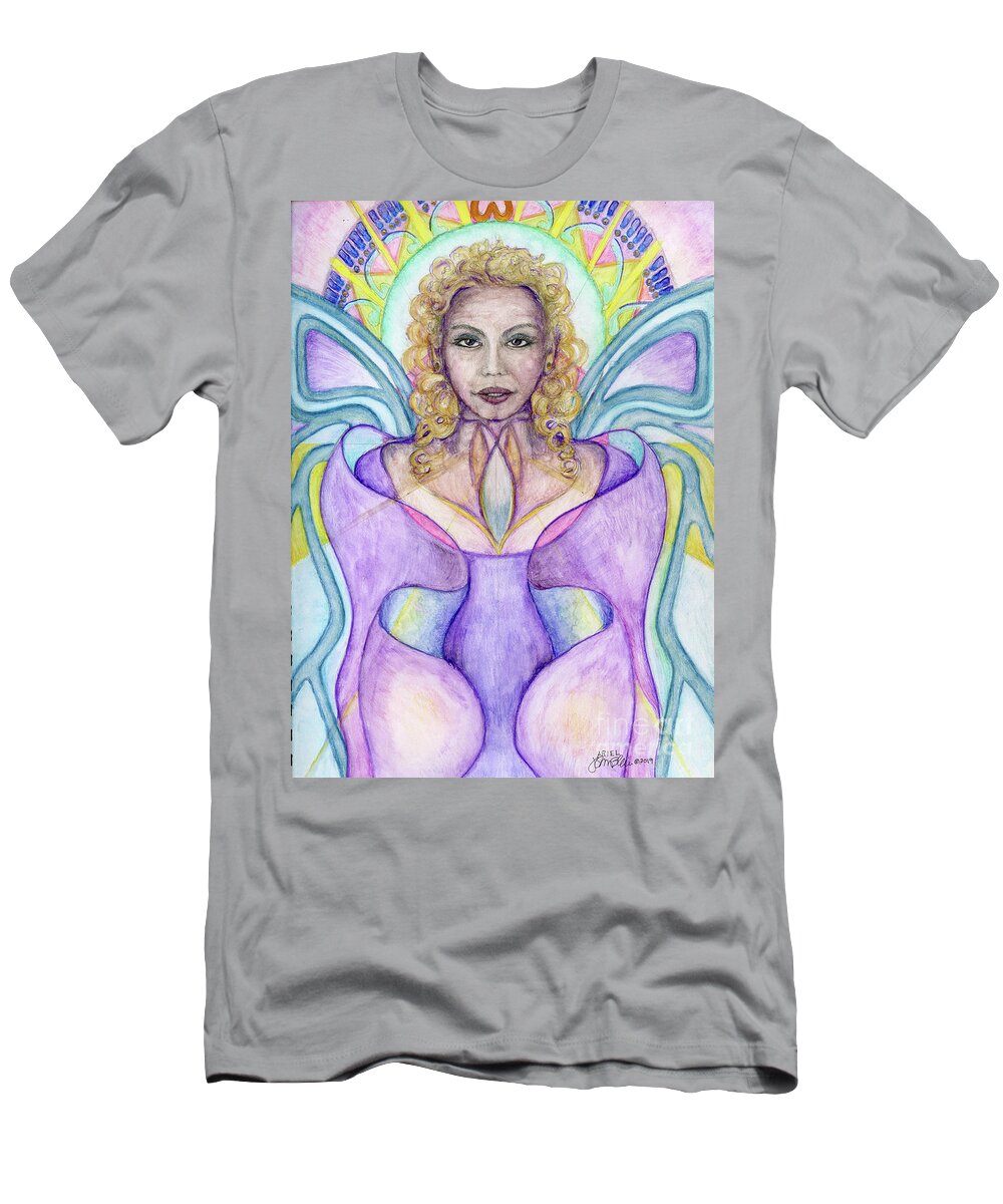 Archangel T-Shirt featuring the painting Archangel Ariel by Jo Thomas Blaine