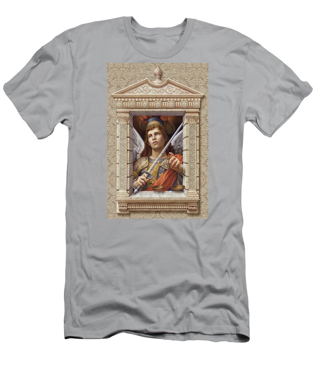 Christian Art T-Shirt featuring the painting Archangel Michael by Kurt Wenner