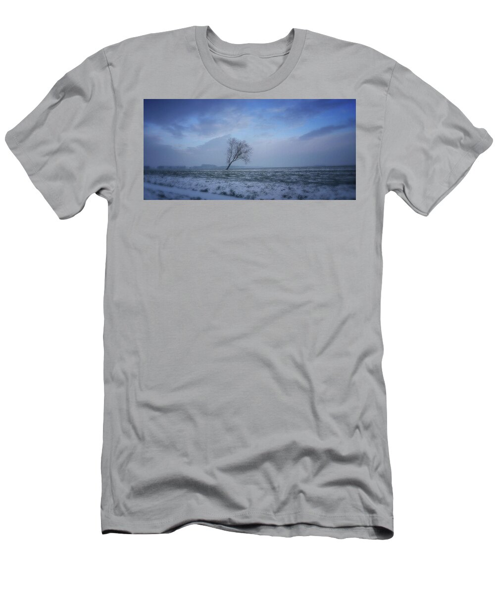 Trees T-Shirt featuring the digital art Art - The Lonely Tree by Matthias Zegveld