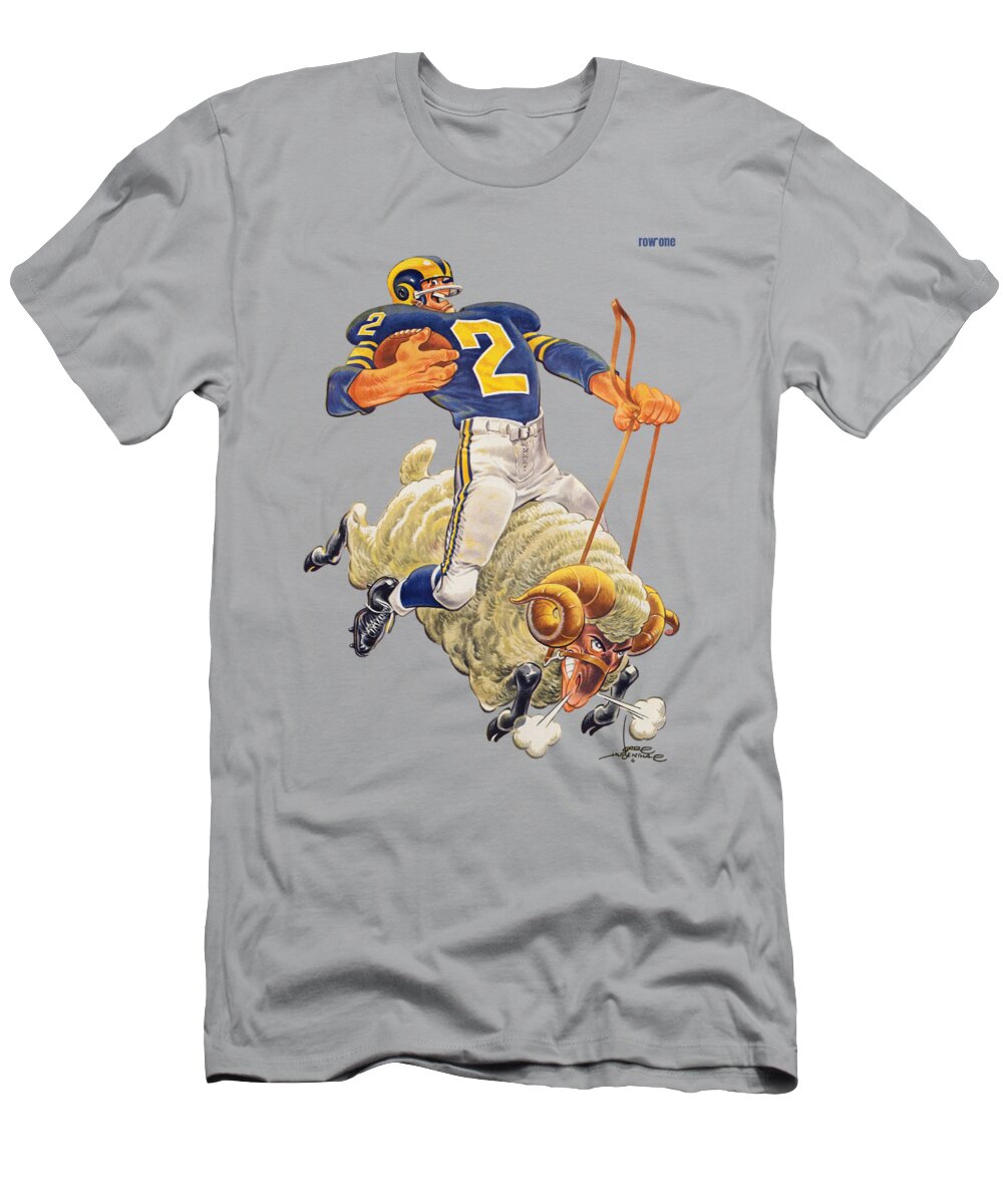 La T-Shirt featuring the mixed media 1959 Los Angeles Rams Art by Row One Brand
