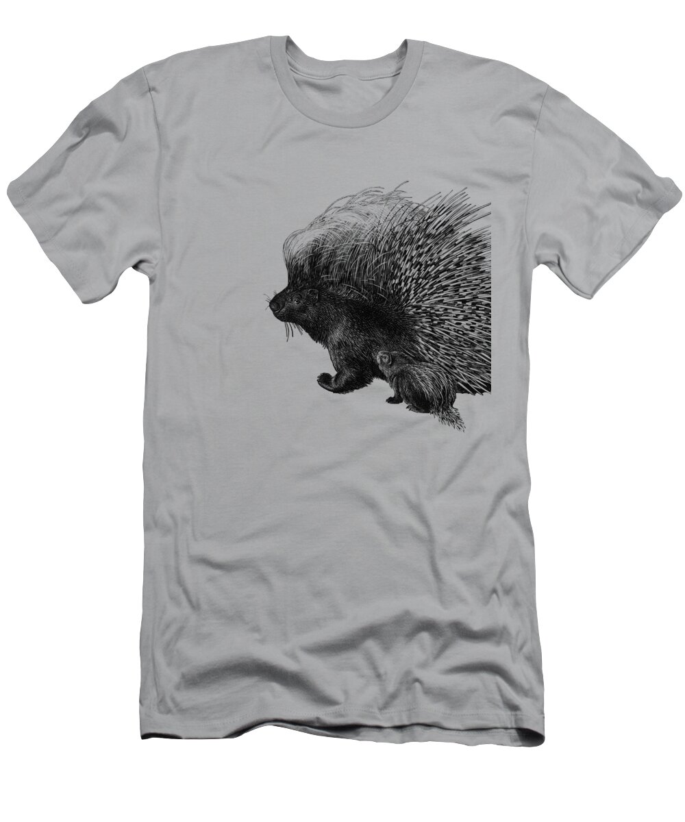 Porcupine T-Shirt featuring the digital art Family Portrait by Madame Memento