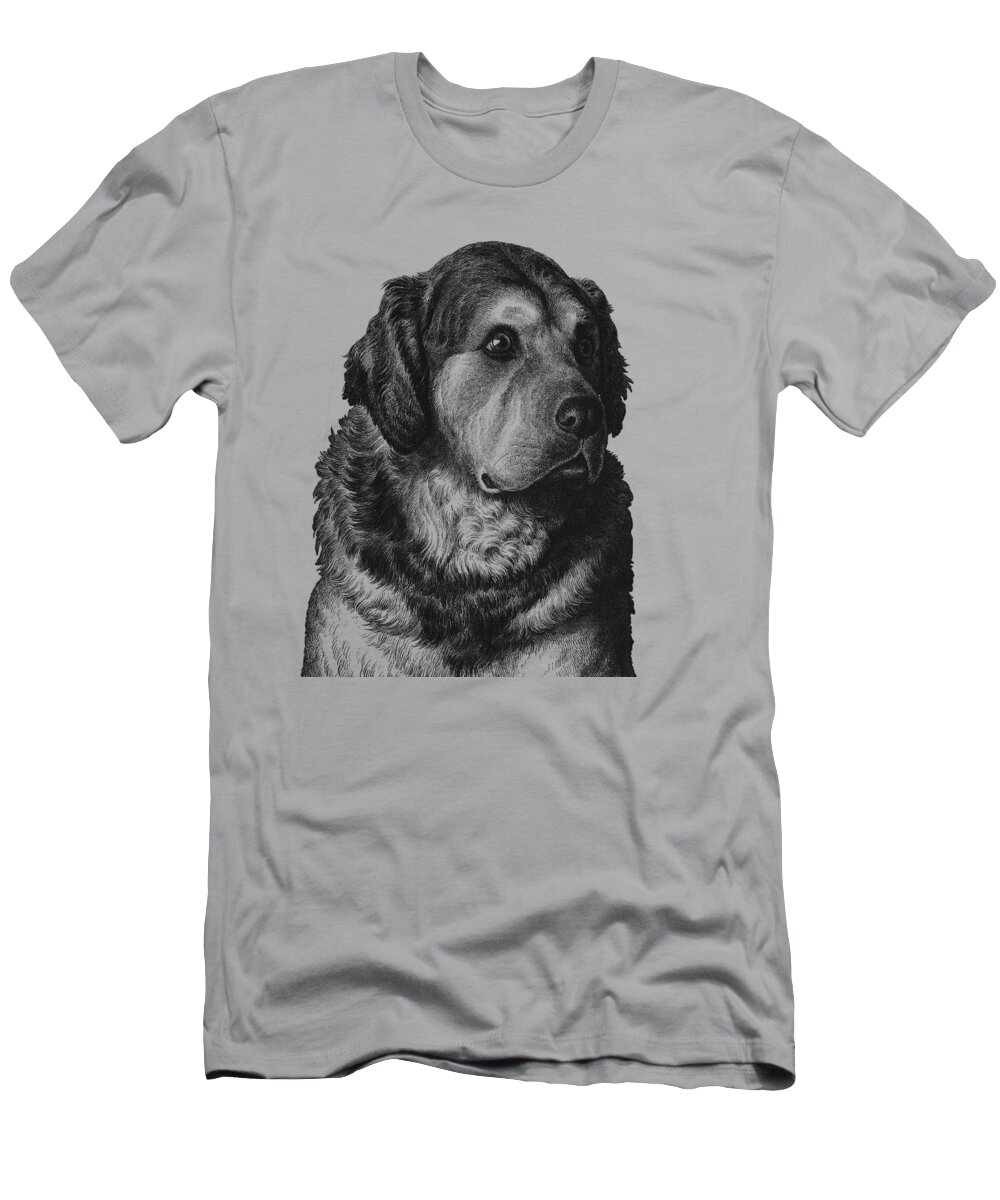 Pyrenean Mountain Dog T-Shirt featuring the digital art Golden Retriever Portrait by Madame Memento