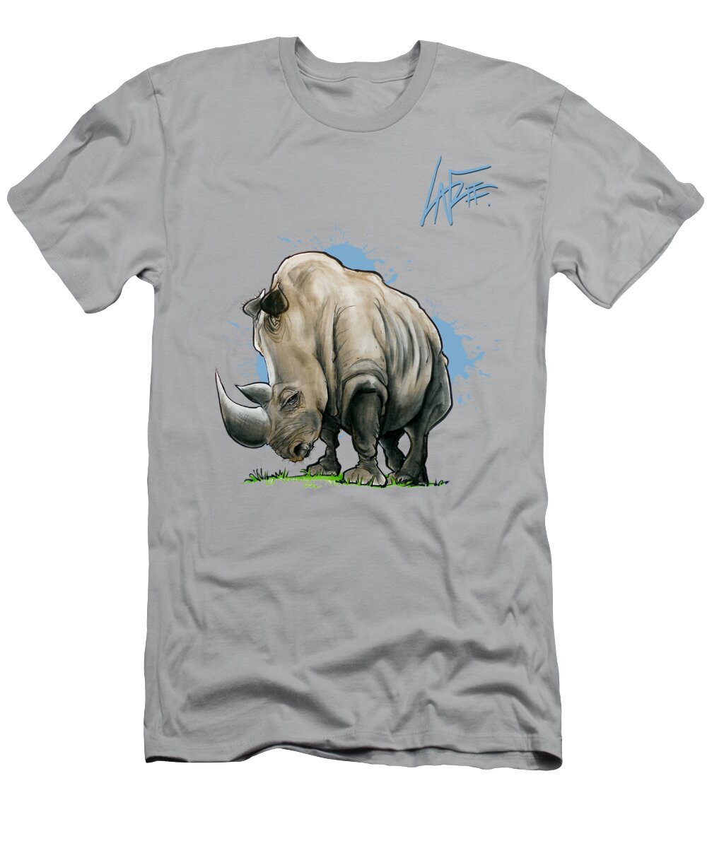 Rhino T-Shirt featuring the drawing Rhino Side-Eye by John LaFree