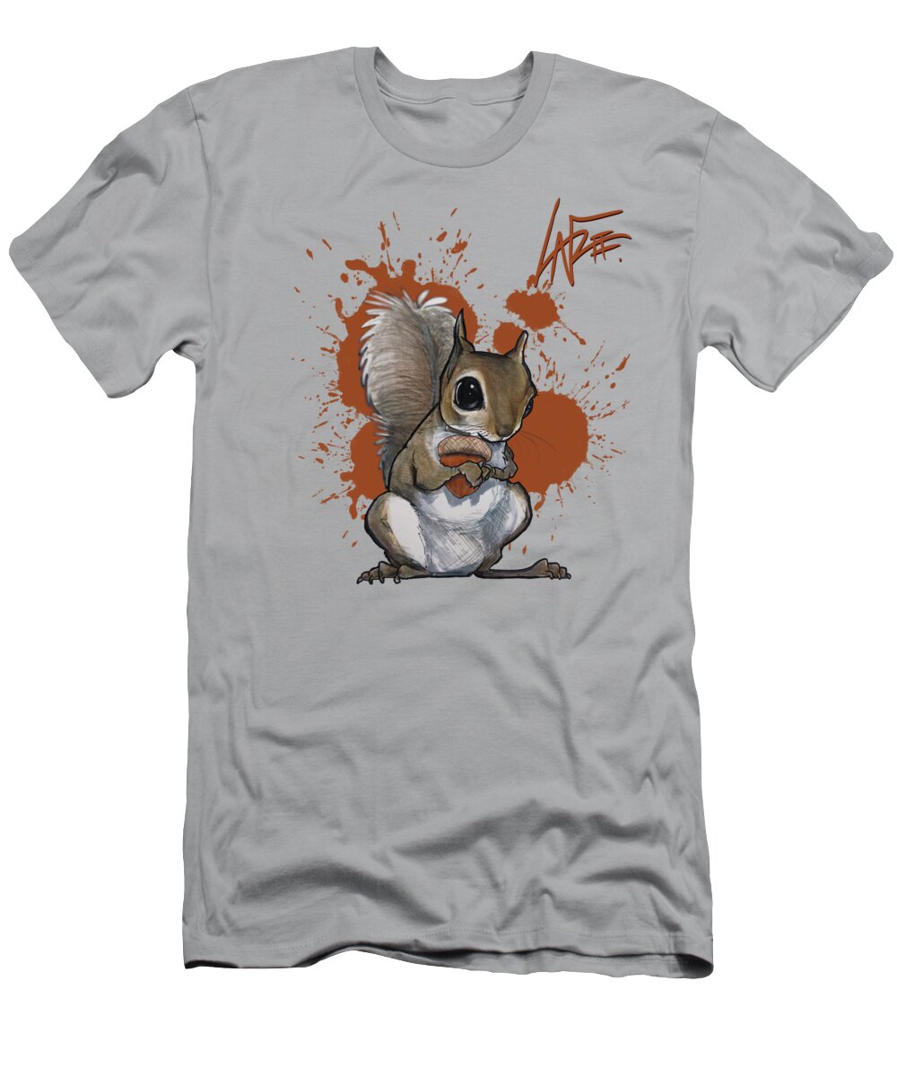 Squirrel T-Shirt featuring the drawing Squirrel with an Acorn by John LaFree