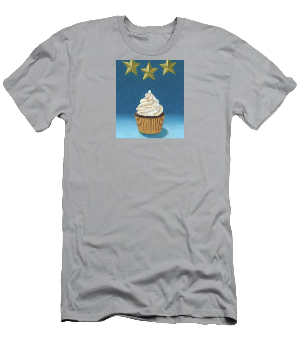 Cupcake And Stars T-Shirt featuring the painting Cupcake and Stars by Kazumi Whitemoon