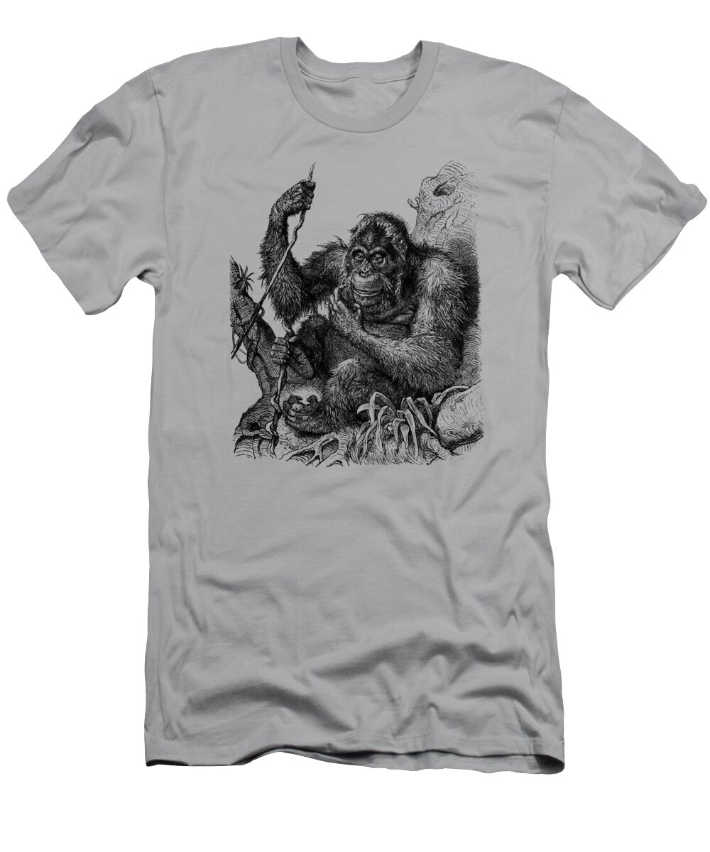 Orangutan T-Shirt featuring the digital art Orangutan Monkey by Madame Memento