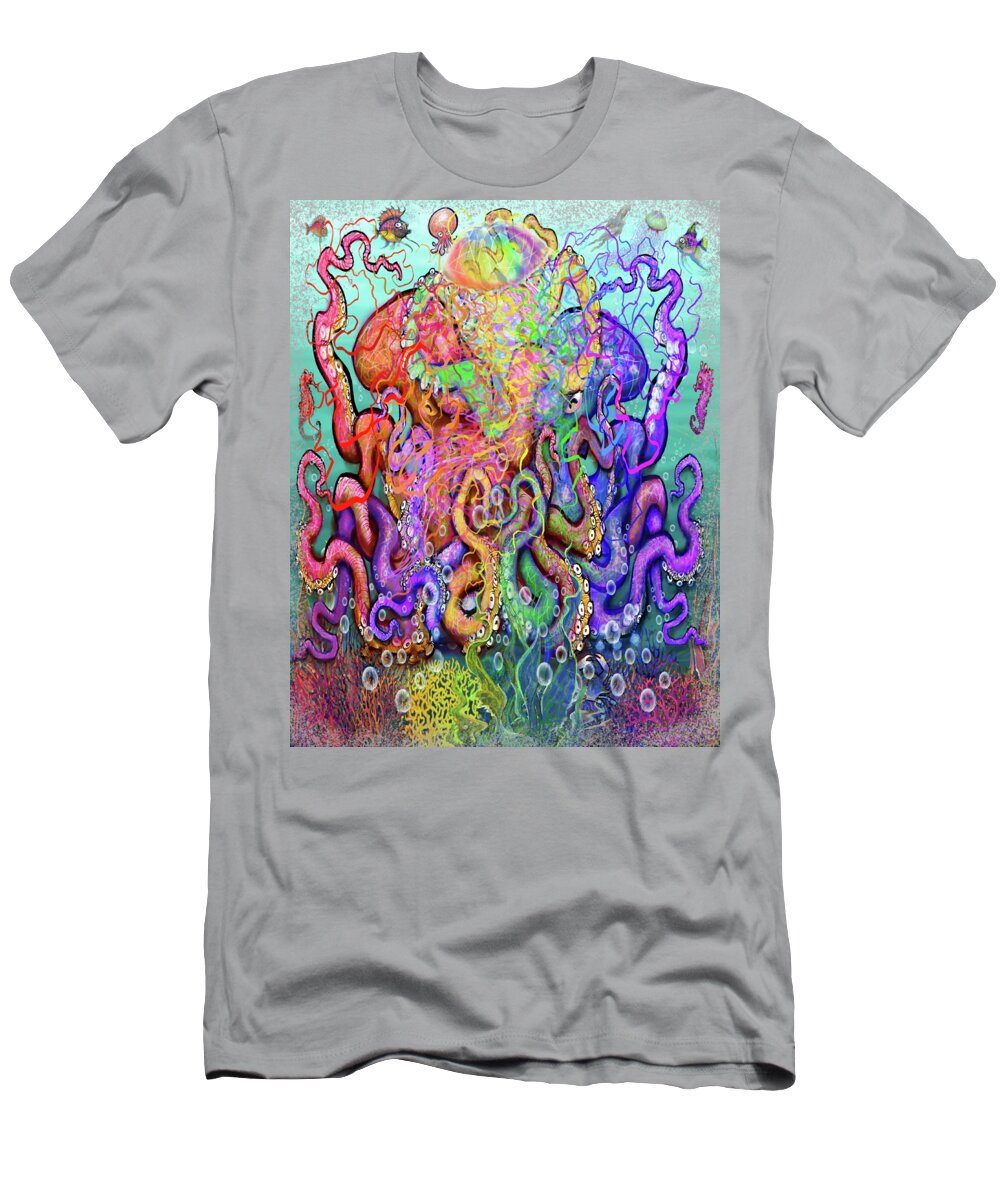 Octopus T-Shirt featuring the digital art Twisted Tango of Tentacles by Kevin Middleton