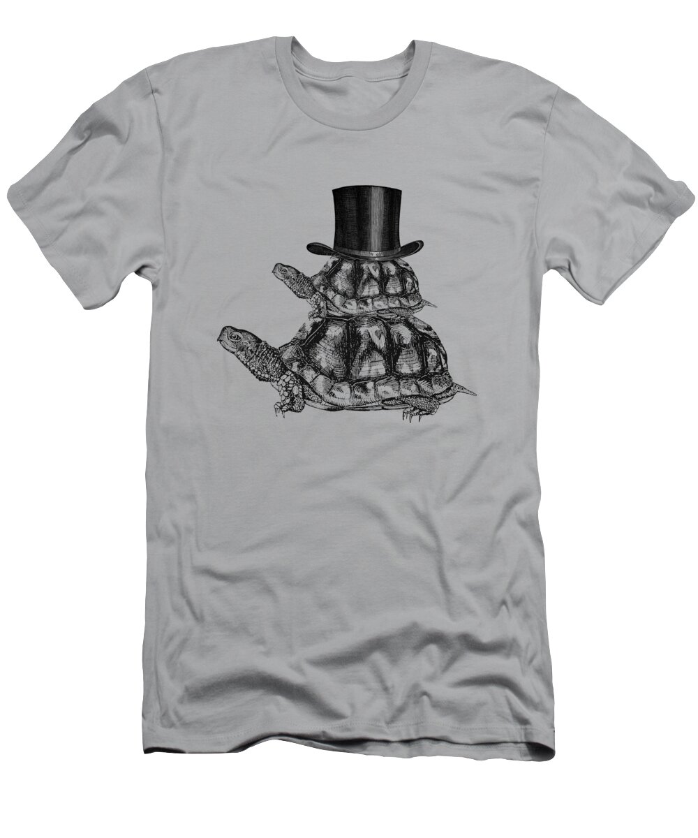 Turtle T-Shirt featuring the digital art Top Hat Turtles #1 by Madame Memento