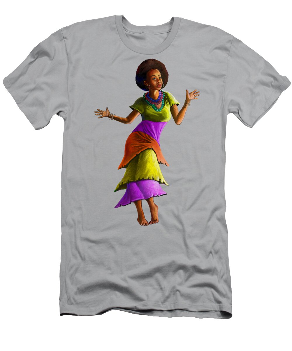 Road T-Shirt featuring the painting The Dancer by Anthony Mwangi