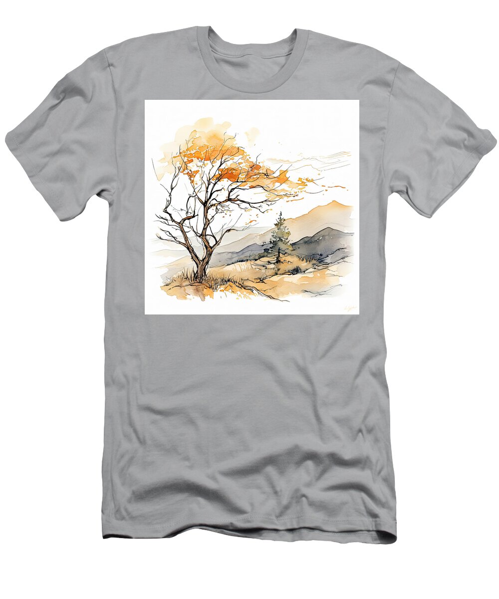 Four Seasons T-Shirt featuring the painting Autumn Leaves by Lourry Legarde