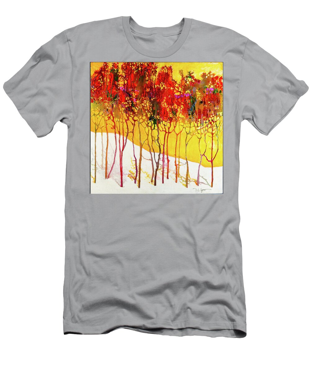 Abstract T-Shirt featuring the digital art Autumns Last Mosaic - Abstract Contemporary Acrylic Painting by Sambel Pedes