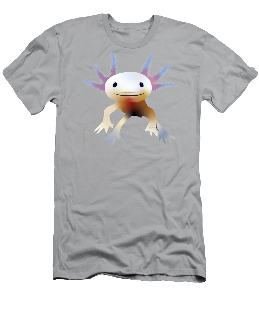 Axolotl T-Shirt featuring the digital art Axolotl, Amphibian, Illustration, by David Millenheft