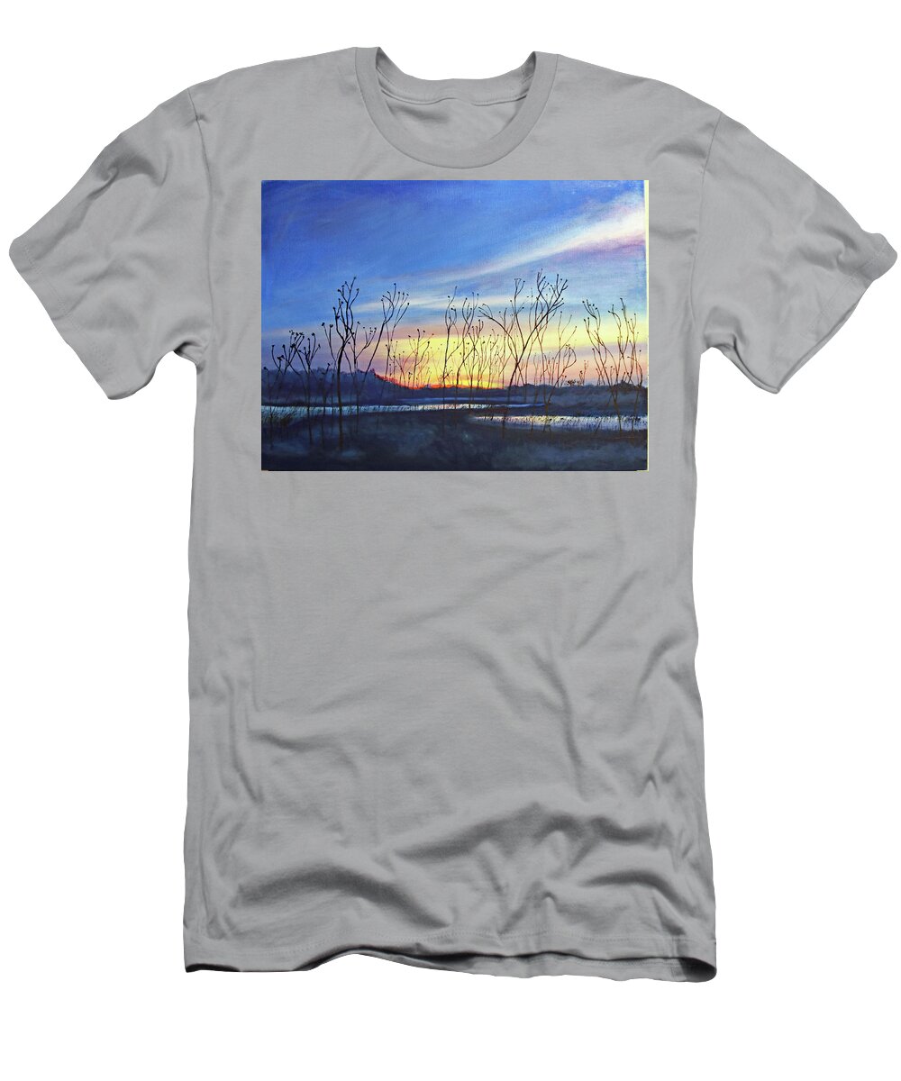 Landscape T-Shirt featuring the painting Baker Wetlands II by Nadine Button