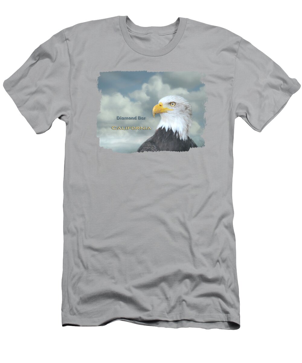 Diamond Bar T-Shirt featuring the mixed media Bald Eagle Diamond Bar CA by Elisabeth Lucas