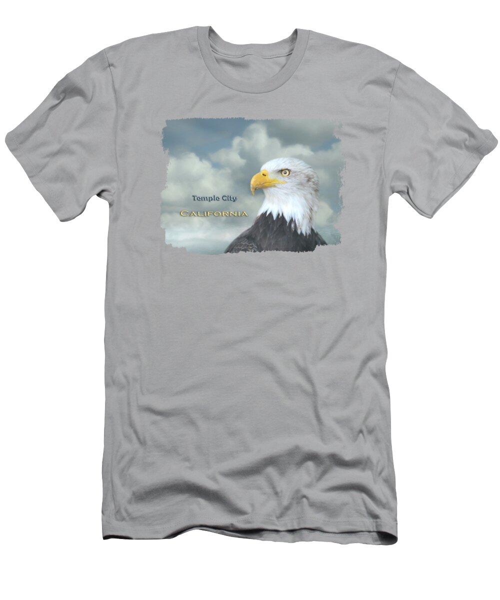 Temple City T-Shirt featuring the mixed media Bald Eagle Temple City CA by Elisabeth Lucas