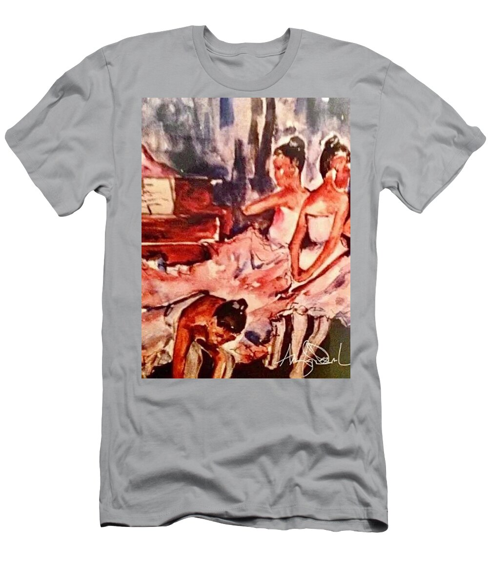  T-Shirt featuring the painting Ballerina girls by Angie ONeal