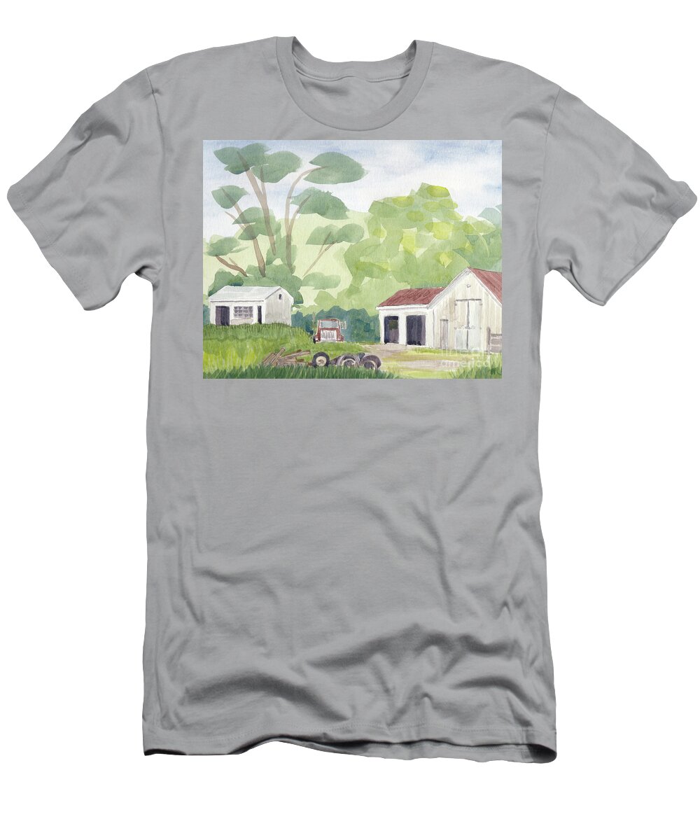 Maryland T-Shirt featuring the painting Outbuildings off Bay Dale Drive by Maryland Outdoor Life