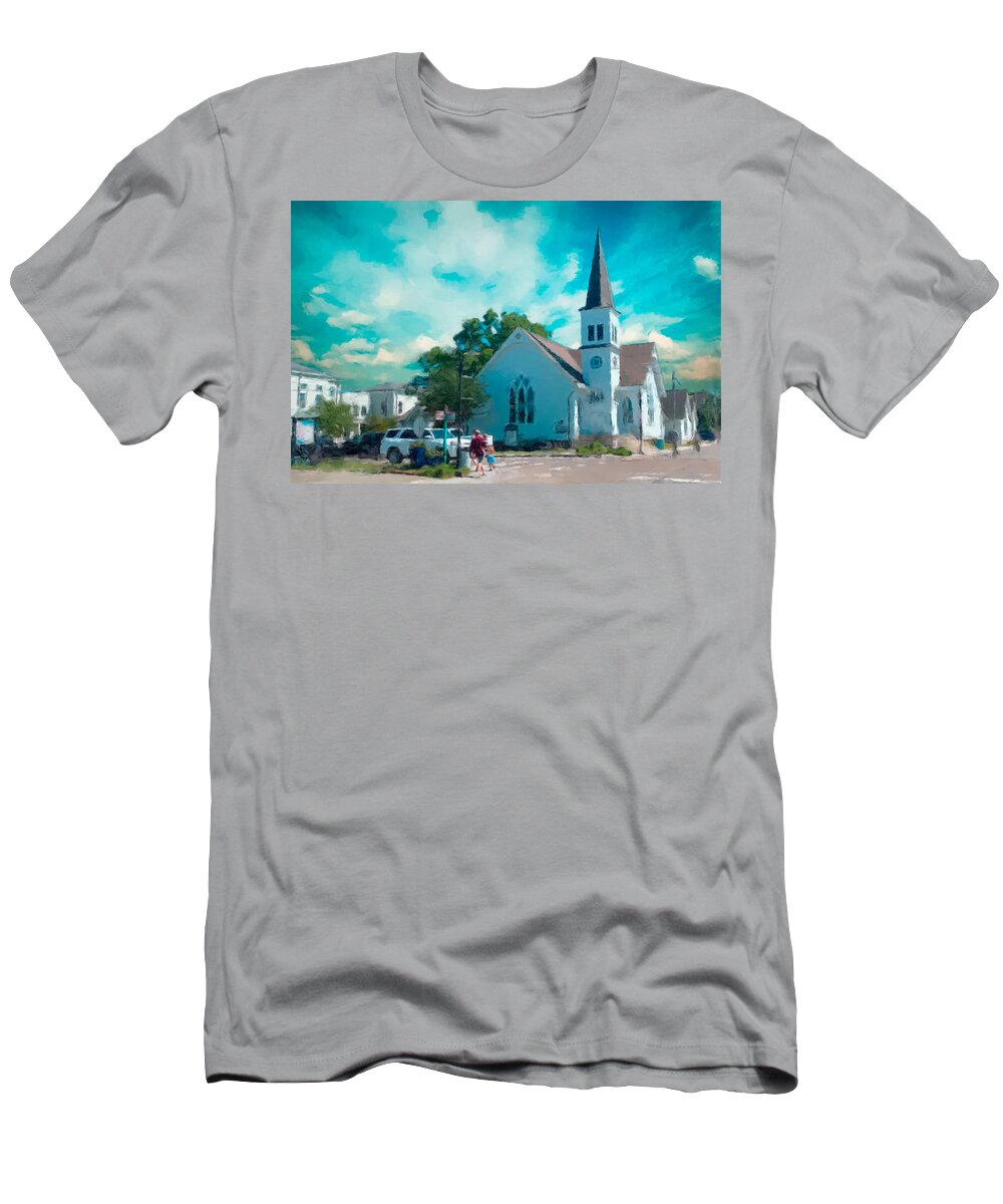 Bay St Louis Church T-Shirt featuring the painting Bay St Louis Church by Gary Arnold
