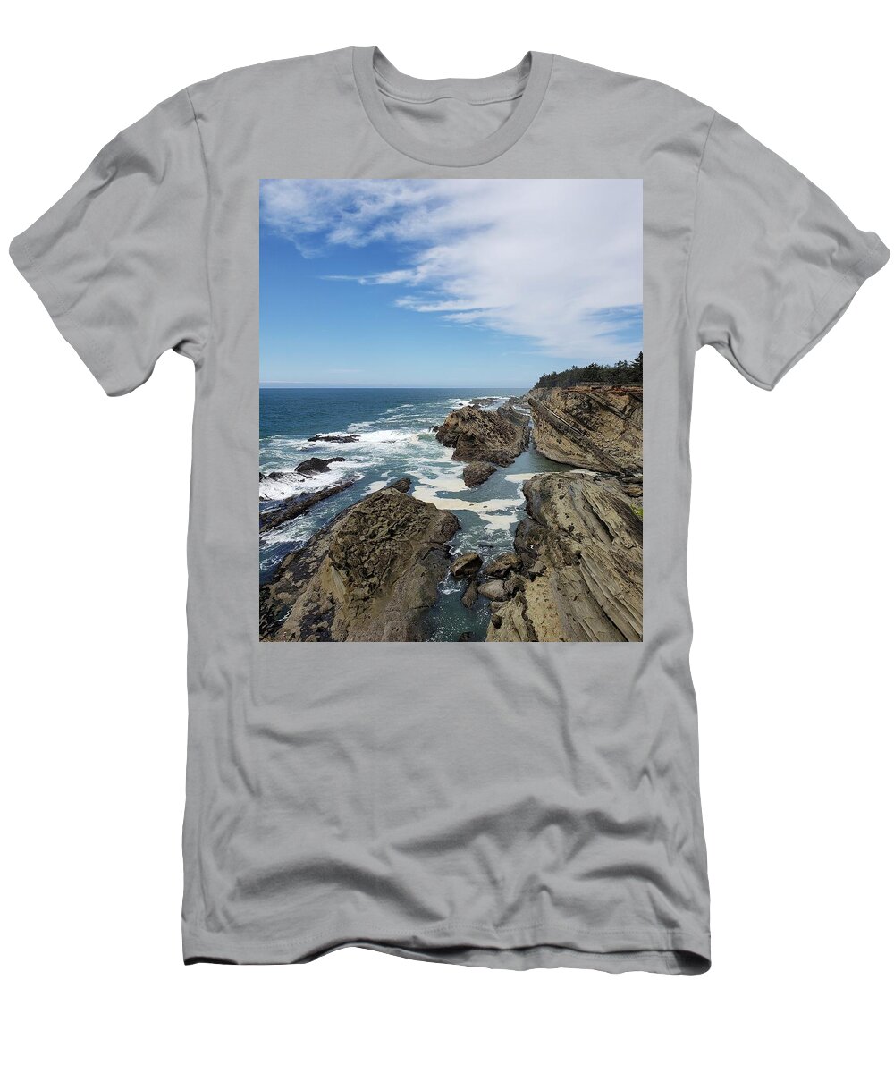Cape Arago T-Shirt featuring the photograph Beach Rock View by Suzy Piatt