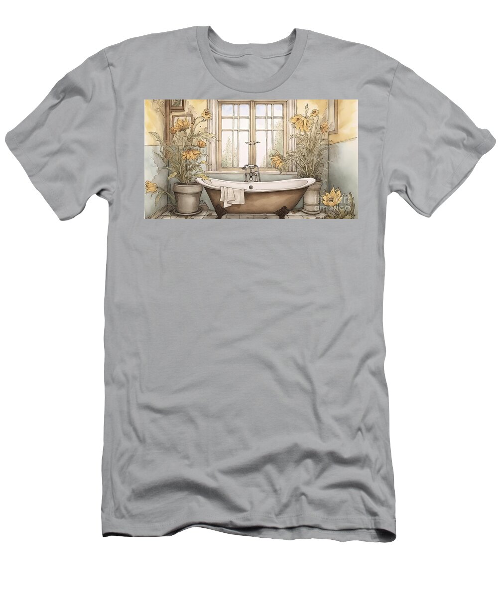 Beautiful Bathtub T-Shirt featuring the painting Beauty Bath I by Mindy Sommers