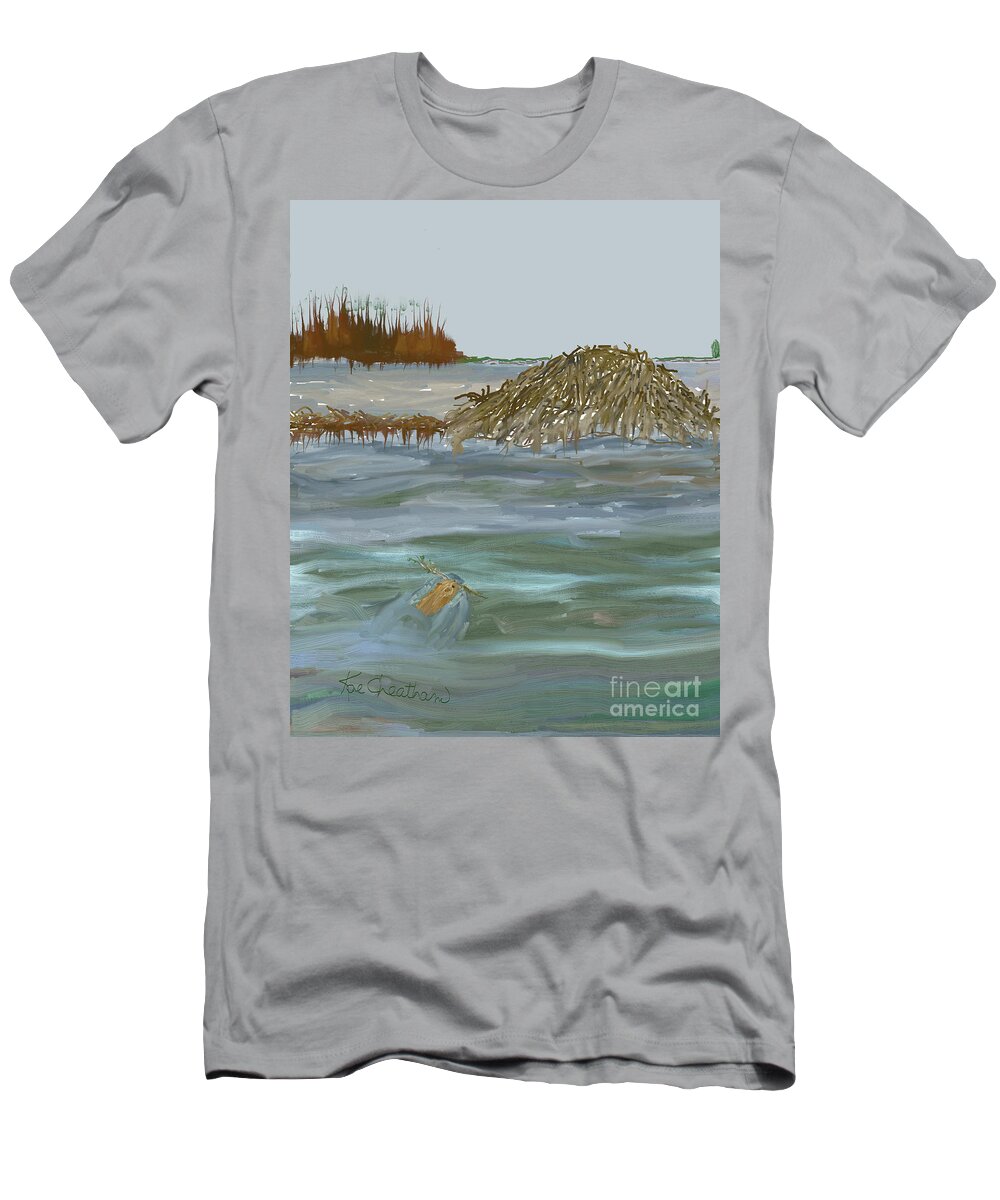 Nature T-Shirt featuring the digital art Beaver Prepares for Winter by Kae Cheatham