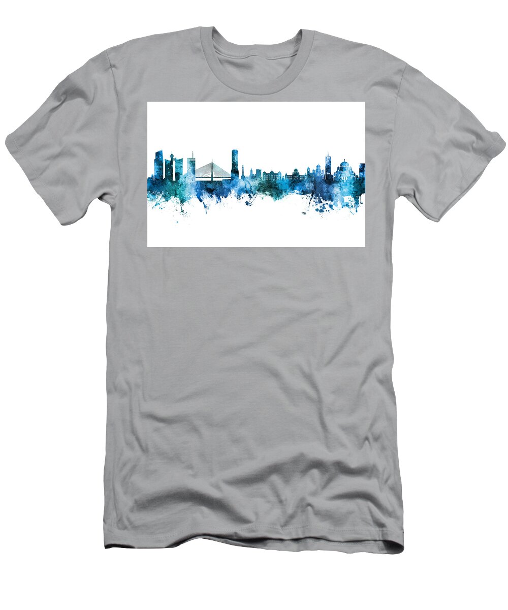 Belgrade T-Shirt featuring the digital art Belgrade Serbia Skyline #10 by Michael Tompsett
