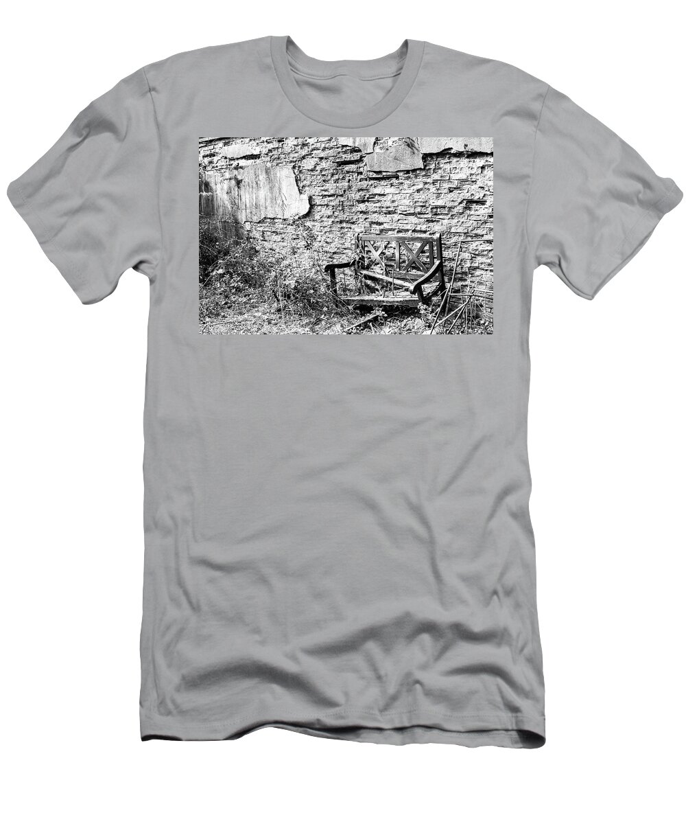 Bench Wall Old T-Shirt featuring the photograph Bench Wall 2 by John Linnemeyer