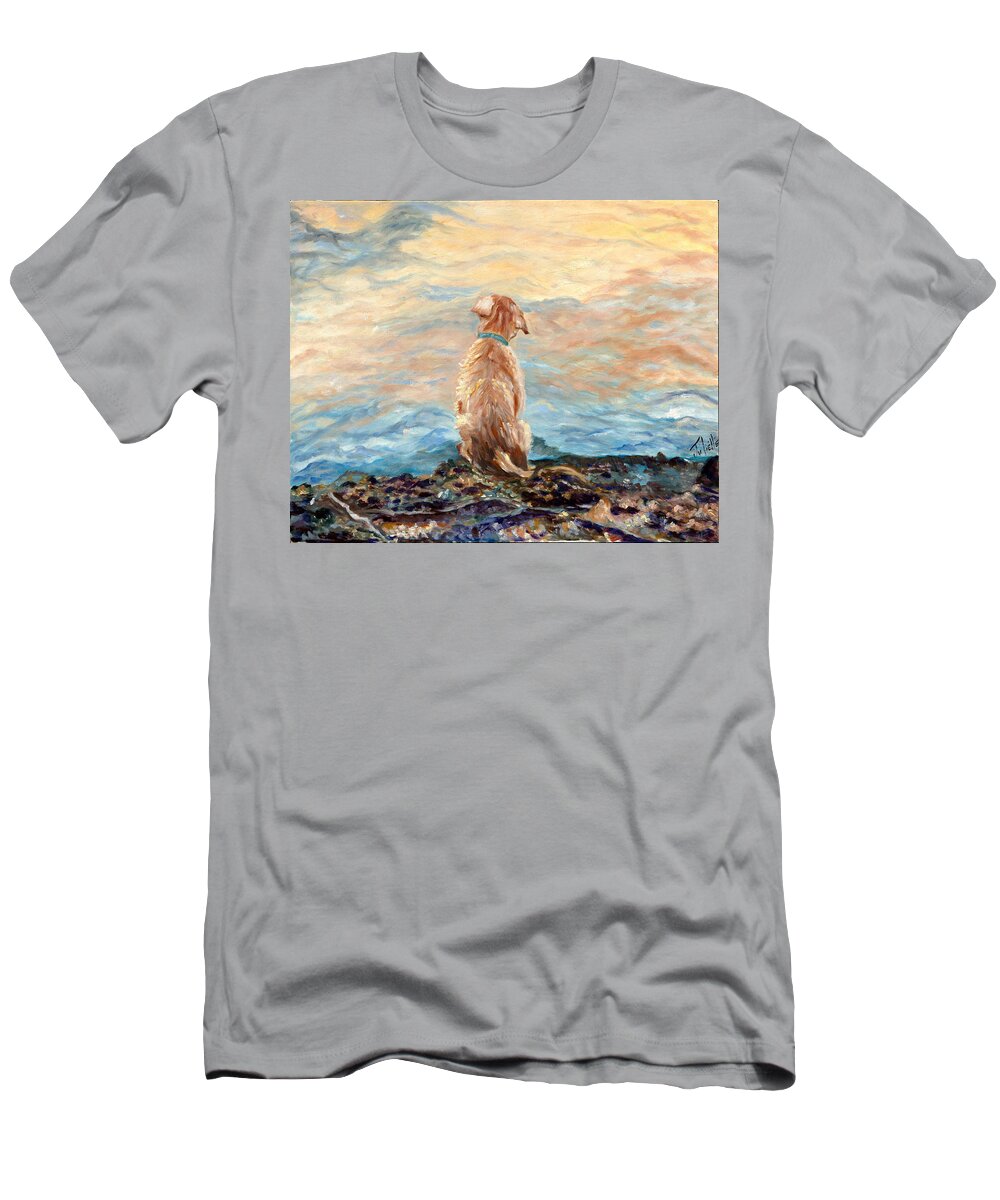 Puppy T-Shirt featuring the painting Bentley's Choice by Juliette Becker