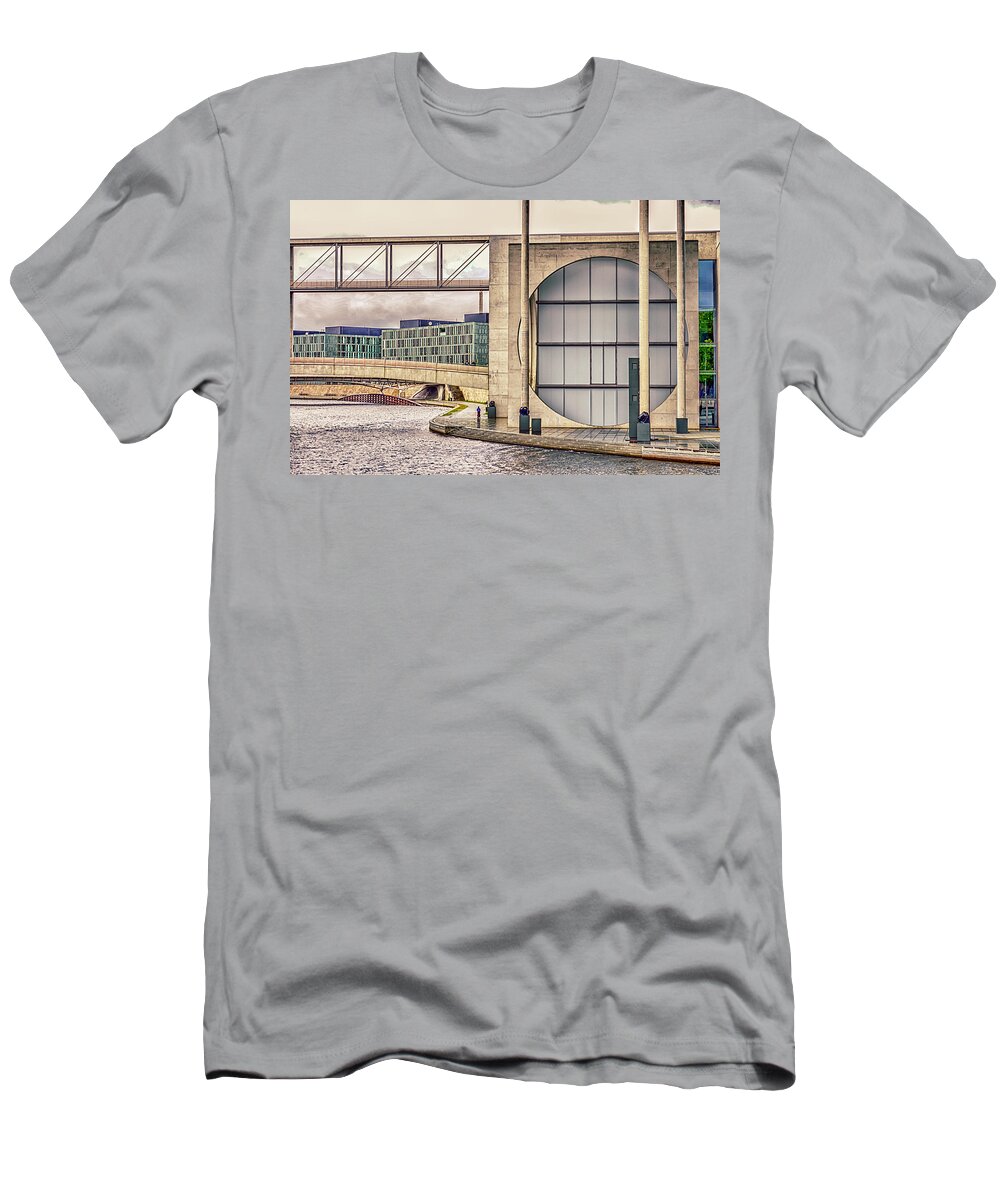 Federal Chancellery T-Shirt featuring the photograph Berlin River Spree Walk by WAZgriffin Digital