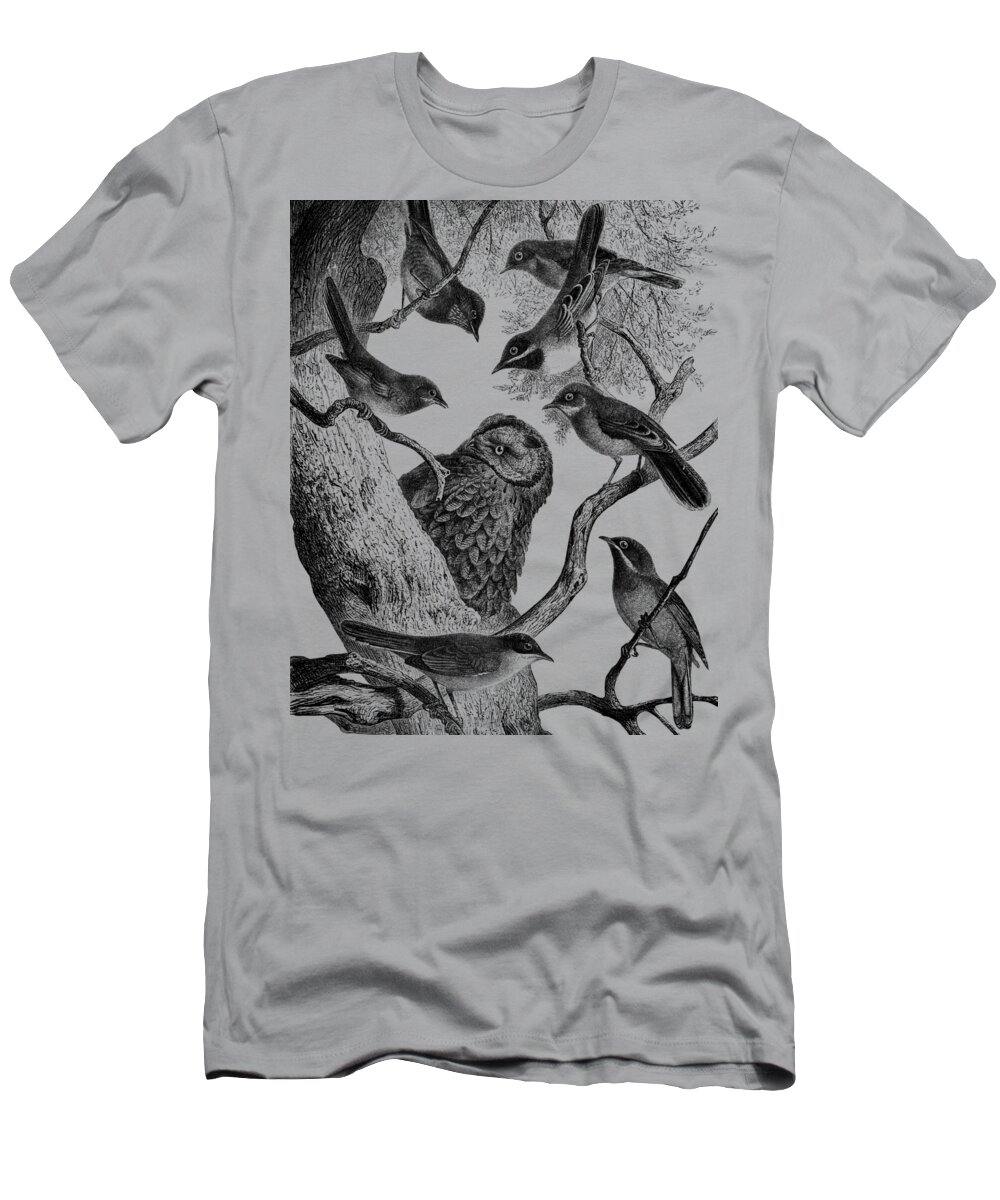 Birds T-Shirt featuring the digital art Birds in a tree by Madame Memento