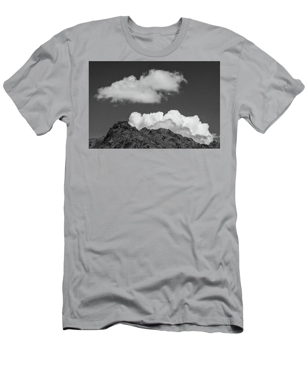 Black & White T-Shirt featuring the photograph Black and White clouds over the rock by Martin Vorel Minimalist Photography