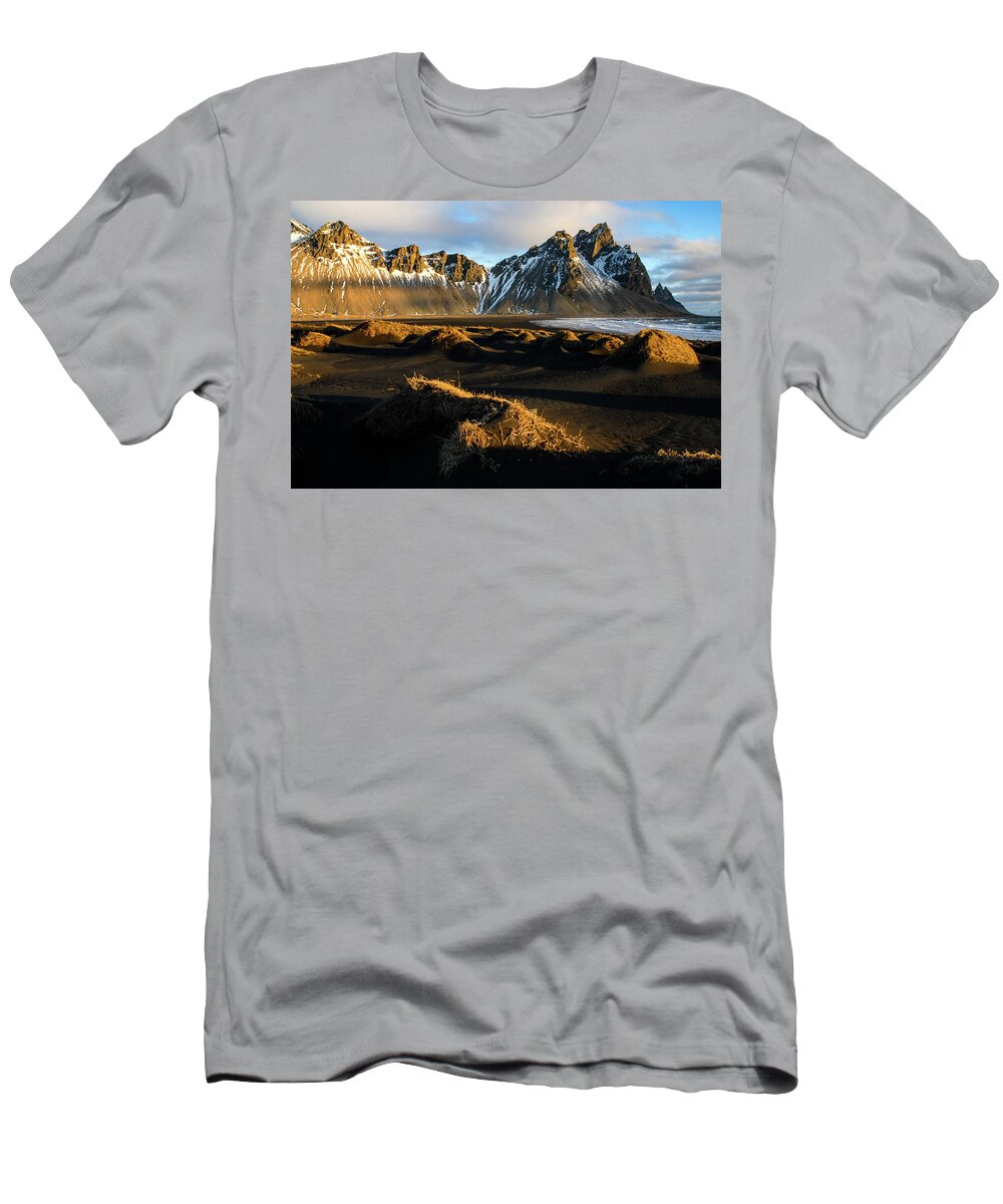 Iceland T-Shirt featuring the photograph The Language Of Light - Black Sand Beach, Iceland by Earth And Spirit