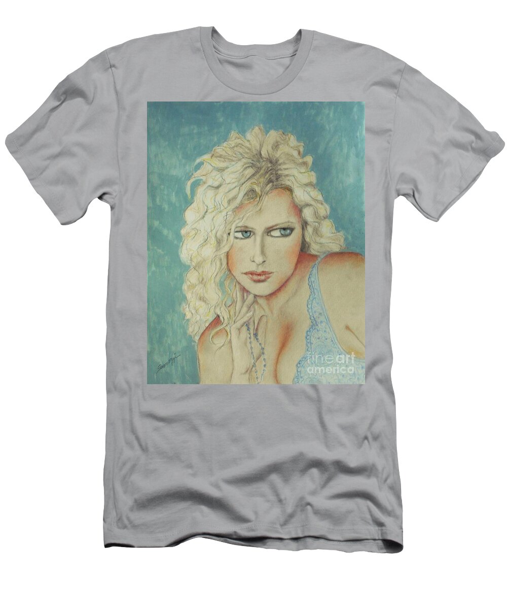 Bombshell T-Shirt featuring the drawing Blond Bombshell No. 2 by Jayne Somogy