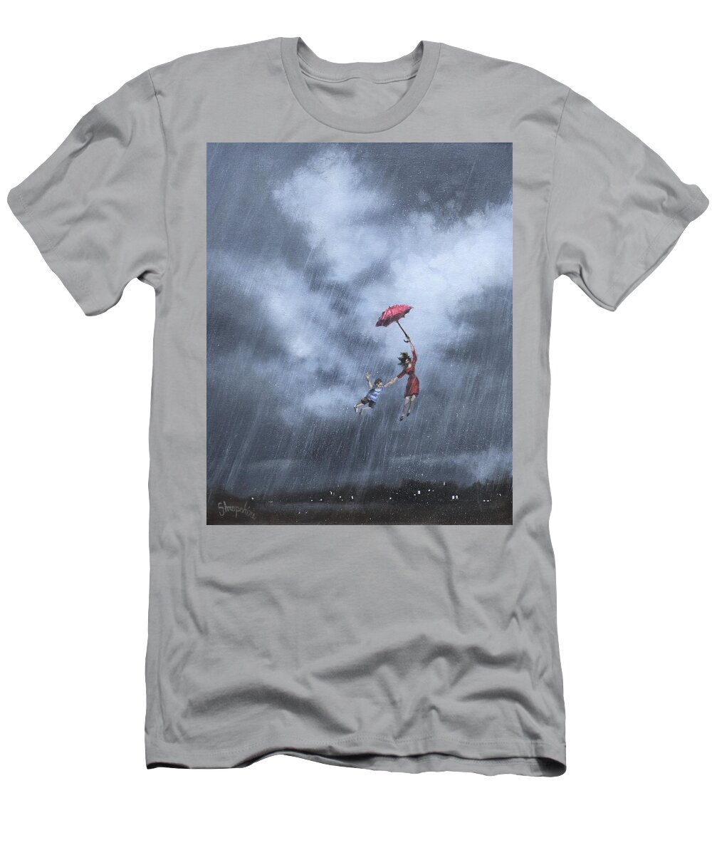 Spring Storm T-Shirt featuring the painting Blown Away by Tom Shropshire