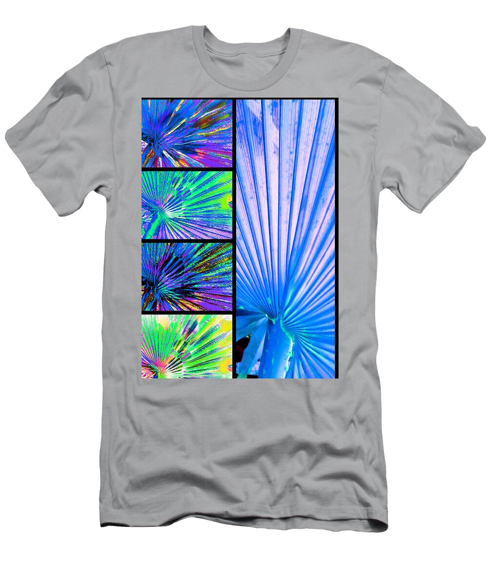 Palm Fans T-Shirt featuring the digital art Cool Blue Fans by Pamela Smale Williams