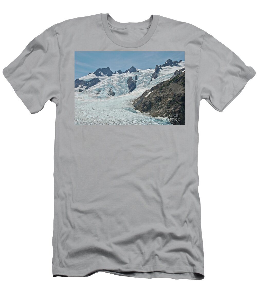 Blue Glacier T-Shirt featuring the photograph Blue Glacier on Mount Olympus in Olympic National Park #1 by Nancy Gleason